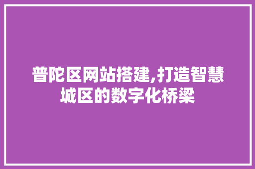 普陀区网站搭建,打造智慧城区的数字化桥梁