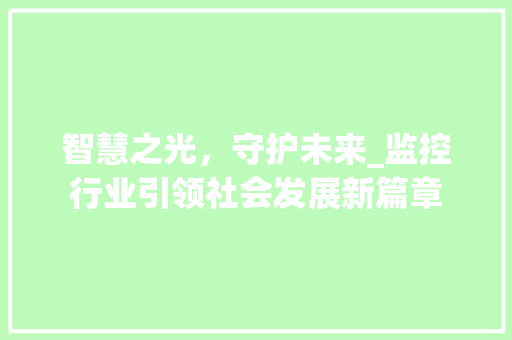 智慧之光，守护未来_监控行业引领社会发展新篇章