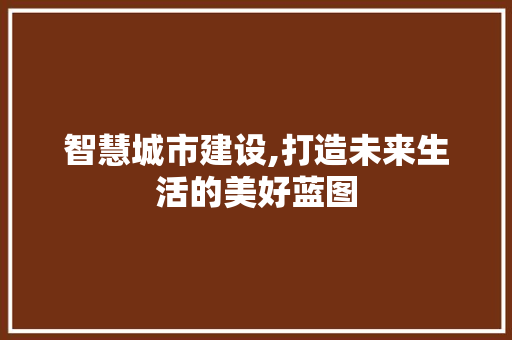 智慧城市建设,打造未来生活的美好蓝图
