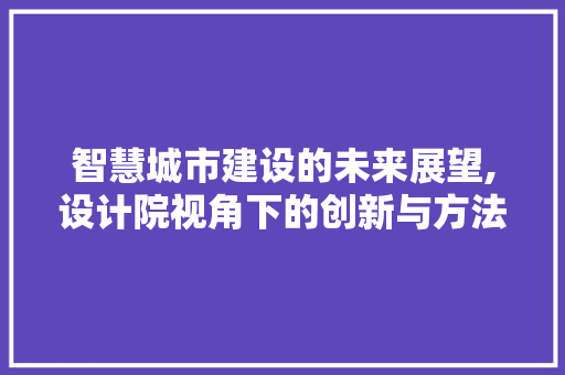 智慧城市建设的未来展望,设计院视角下的创新与方法