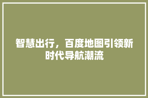 智慧出行，百度地图引领新时代导航潮流