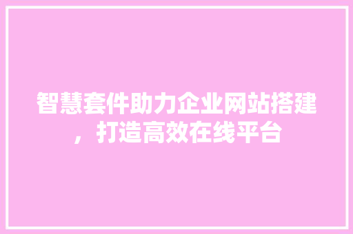 智慧套件助力企业网站搭建，打造高效在线平台