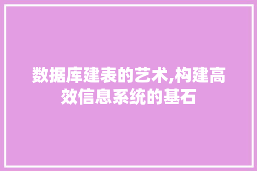 数据库建表的艺术,构建高效信息系统的基石
