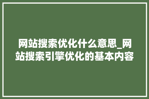 网站搜索优化什么意思_网站搜索引擎优化的基本内容。