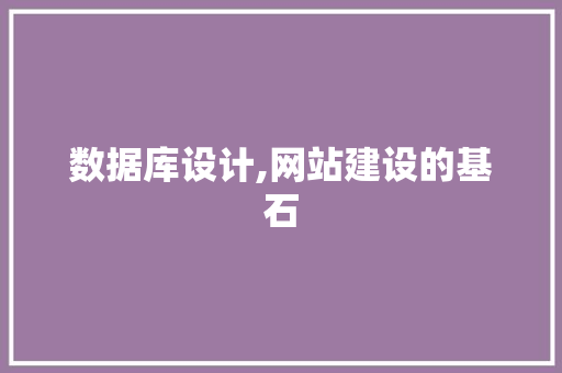 数据库设计,网站建设的基石