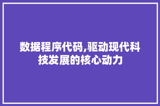 数据程序代码,驱动现代科技发展的核心动力