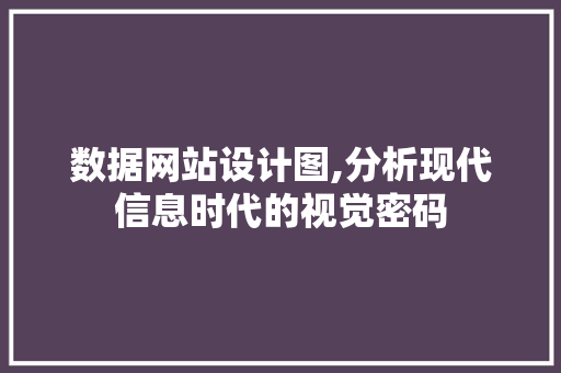 数据网站设计图,分析现代信息时代的视觉密码
