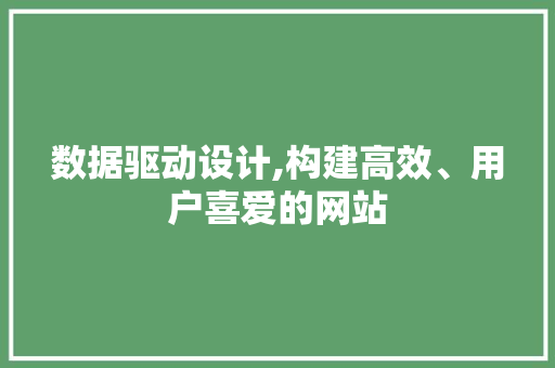 数据驱动设计,构建高效、用户喜爱的网站