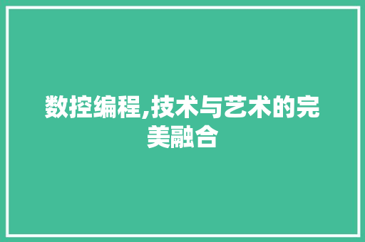 数控编程,技术与艺术的完美融合