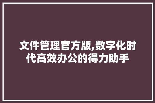 文件管理官方版,数字化时代高效办公的得力助手