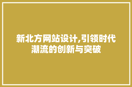 新北方网站设计,引领时代潮流的创新与突破