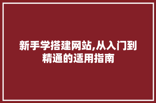 新手学搭建网站,从入门到精通的适用指南