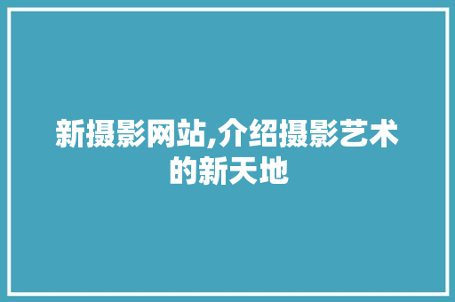 新摄影网站,介绍摄影艺术的新天地