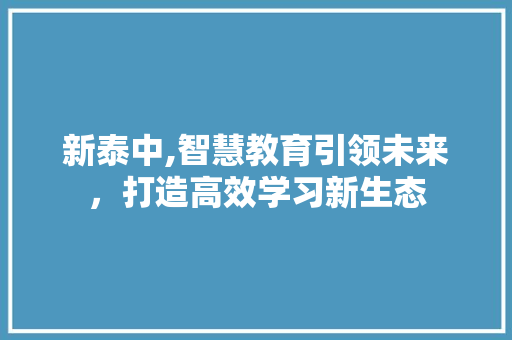 新泰中,智慧教育引领未来，打造高效学习新生态