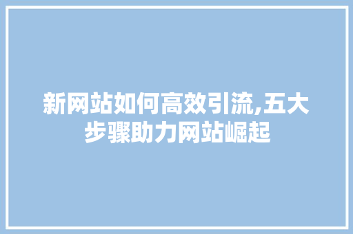 新网站如何高效引流,五大步骤助力网站崛起 新网站如何高效引流,五大步骤助力网站崛起 SEO关键词