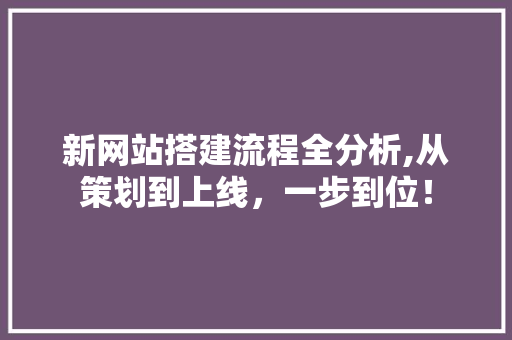 新网站搭建流程全分析,从策划到上线，一步到位！