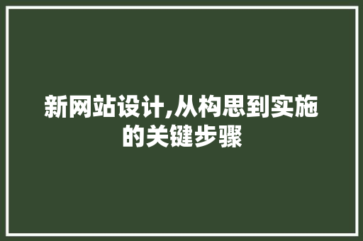 新网站设计,从构思到实施的关键步骤