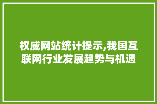 权威网站统计提示,我国互联网行业发展趋势与机遇