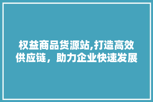 权益商品货源站,打造高效供应链，助力企业快速发展