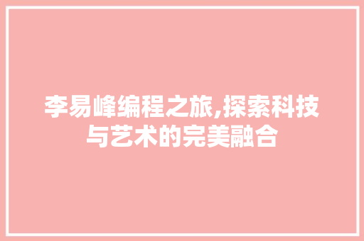 李易峰编程之旅,探索科技与艺术的完美融合