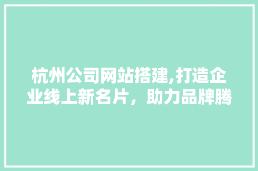 杭州公司网站搭建,打造企业线上新名片，助力品牌腾飞