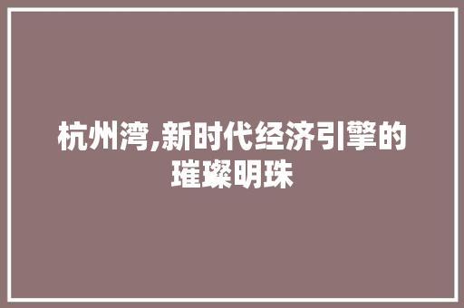 杭州湾,新时代经济引擎的璀璨明珠 杭州湾,新时代经济引擎的璀璨明珠 SEO关键词
