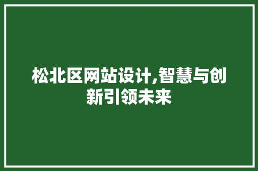 松北区网站设计,智慧与创新引领未来