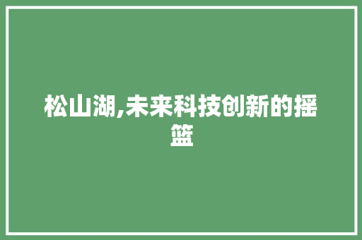 松山湖,未来科技创新的摇篮