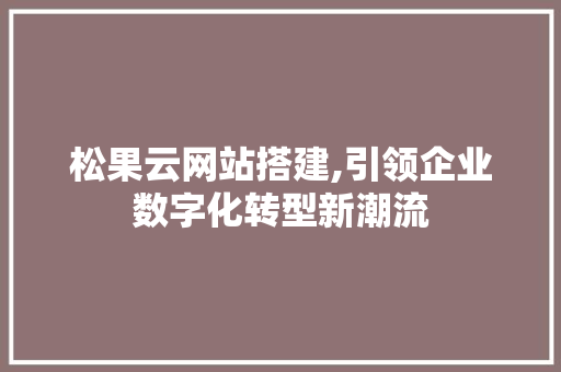 松果云网站搭建,引领企业数字化转型新潮流
