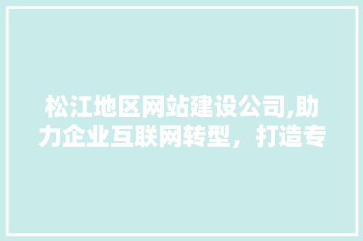 松江地区网站建设公司,助力企业互联网转型，打造专属在线品牌形象