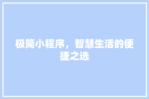 极简小程序，智慧生活的便捷之选