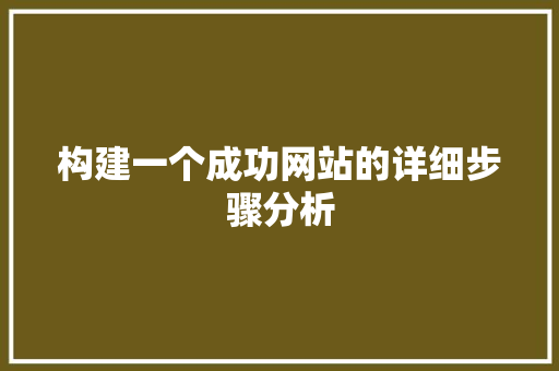 构建一个成功网站的详细步骤分析