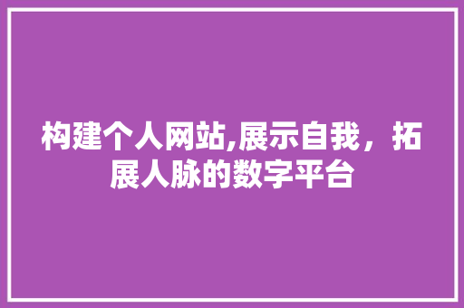 构建个人网站,展示自我，拓展人脉的数字平台 构建个人网站,展示自我，拓展人脉的数字平台 SEO关键词