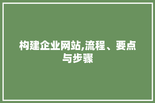 构建企业网站,流程、要点与步骤 构建企业网站,流程、要点与步骤 网站建设公司