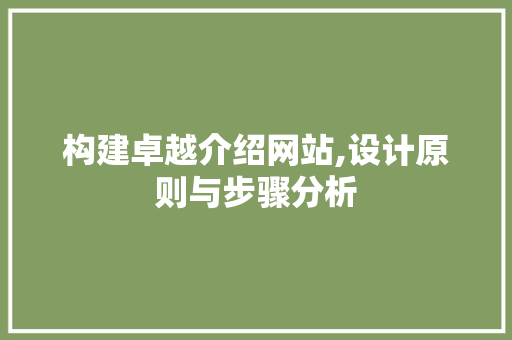 构建卓越介绍网站,设计原则与步骤分析