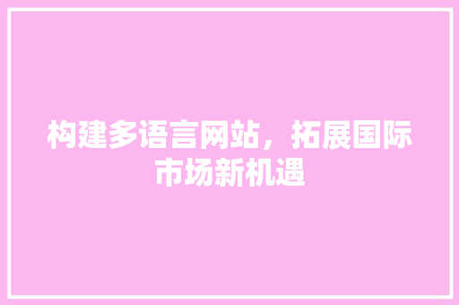 构建多语言网站，拓展国际市场新机遇