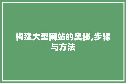 构建大型网站的奥秘,步骤与方法