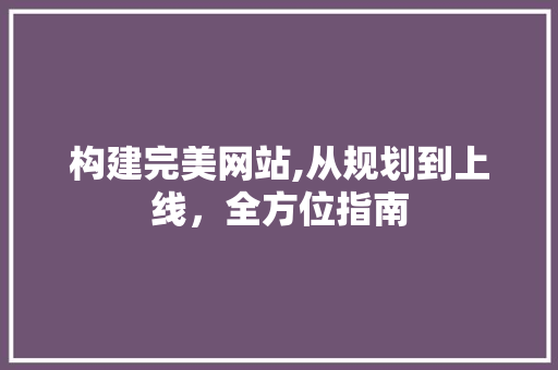 构建完美网站,从规划到上线，全方位指南
