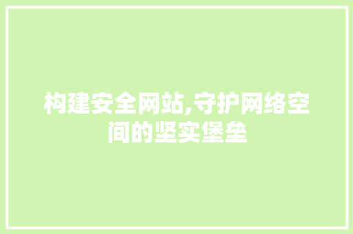构建安全网站,守护网络空间的坚实堡垒