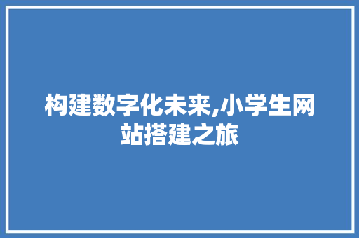 构建数字化未来,小学生网站搭建之旅