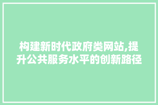构建新时代政府类网站,提升公共服务水平的创新路径
