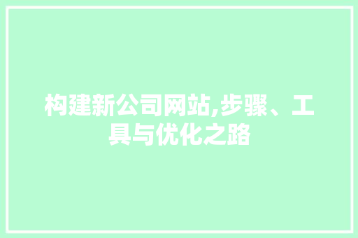 构建新公司网站,步骤、工具与优化之路