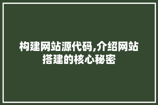 构建网站源代码,介绍网站搭建的核心秘密