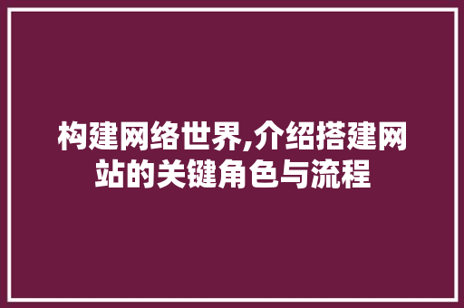 构建网络世界,介绍搭建网站的关键角色与流程