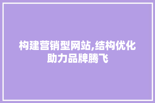 构建营销型网站,结构优化助力品牌腾飞