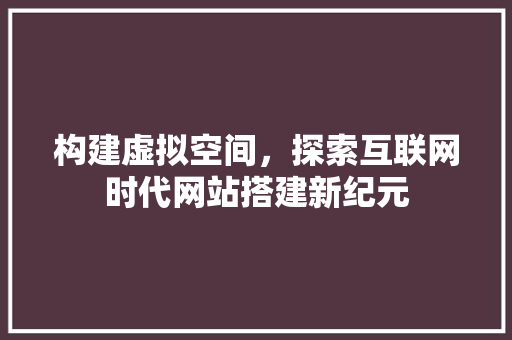 构建虚拟空间，探索互联网时代网站搭建新纪元