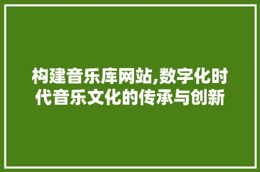 构建音乐库网站,数字化时代音乐文化的传承与创新