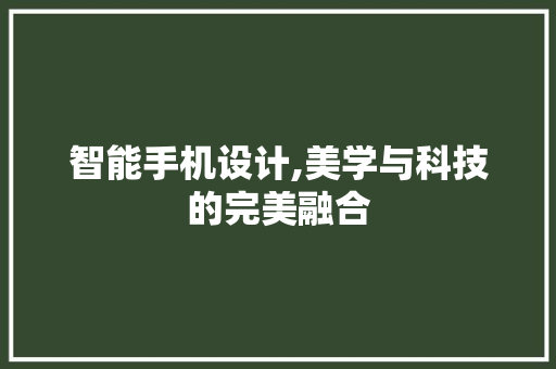 智能手机设计,美学与科技的完美融合