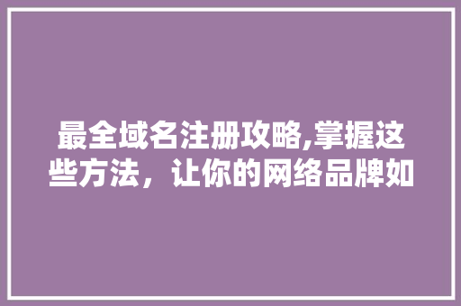 最全域名注册攻略,掌握这些方法，让你的网络品牌如虎添翼