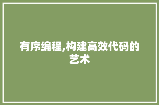 有序编程,构建高效代码的艺术